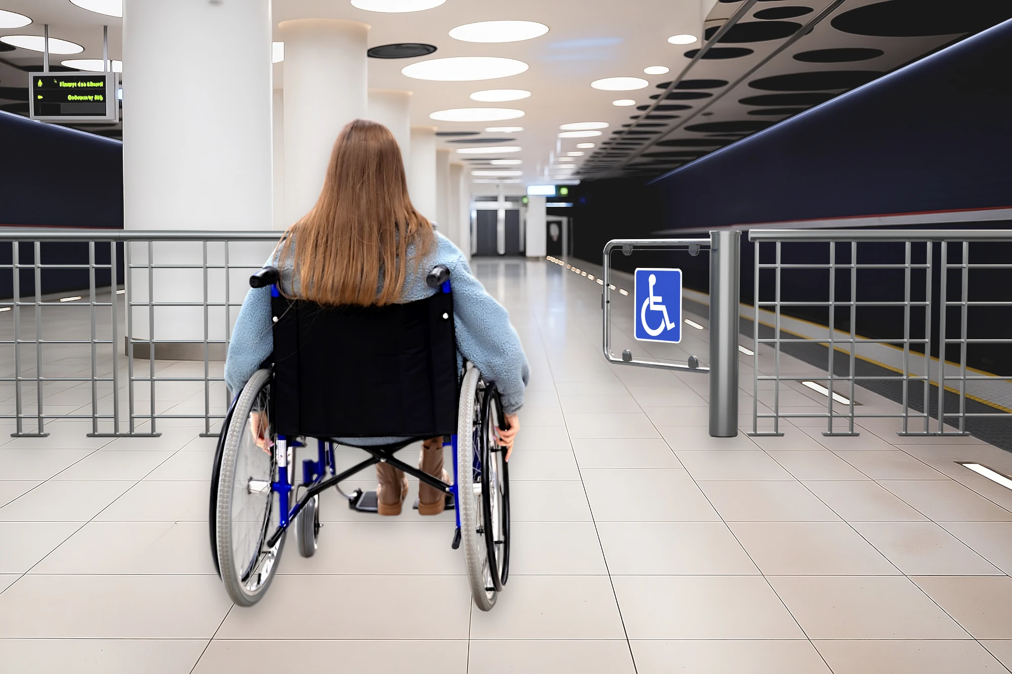 Barrera peatonal motorizada de acceso de cortesía, sistema de puerta abatible con sensor para control de flujo bidireccional y validación de tarjetas