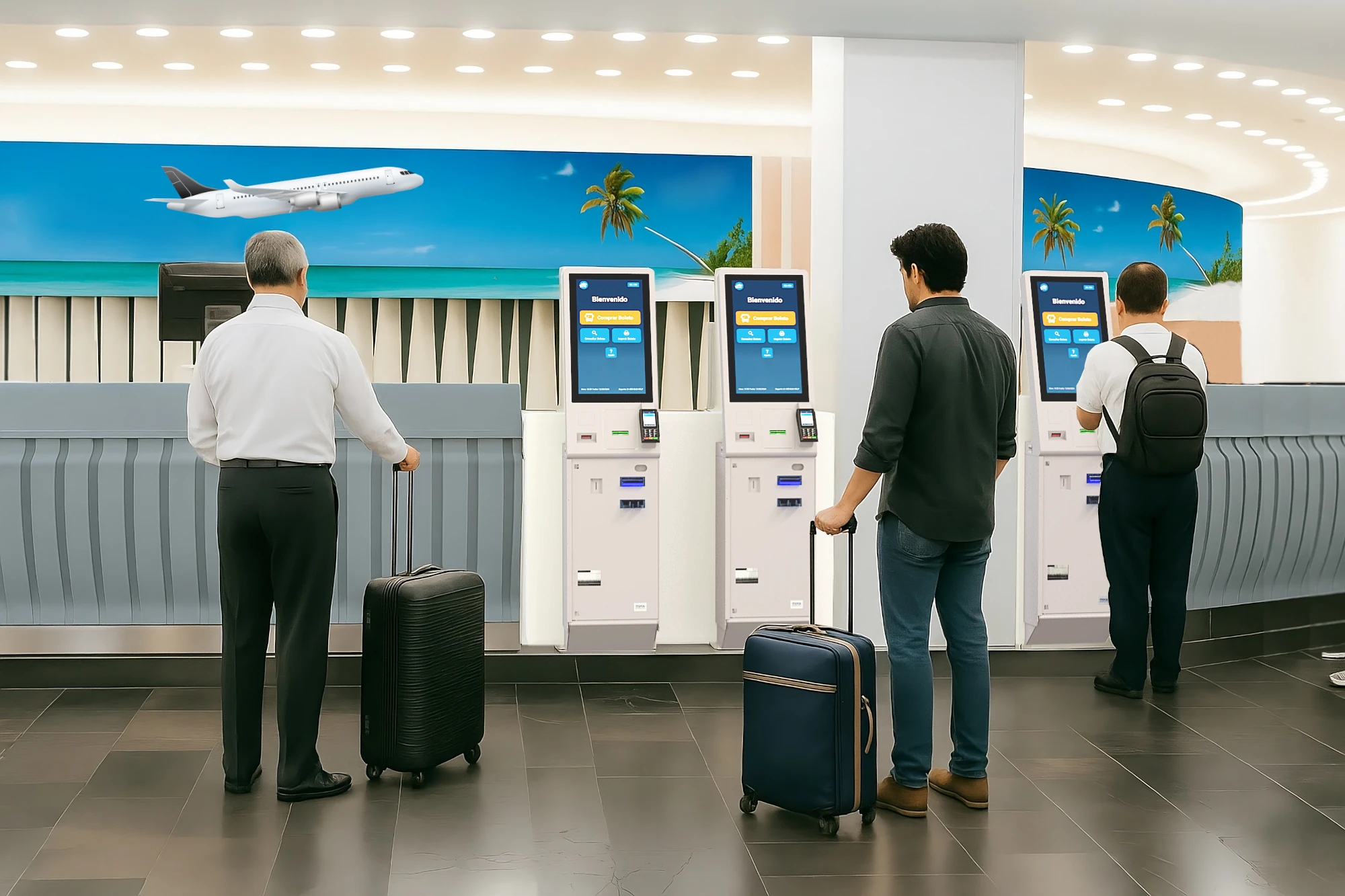 Kiosco digital para la compra y expedición rápida de boletos, entradas y tickets en cines, parques de atracciones y eventos masivos