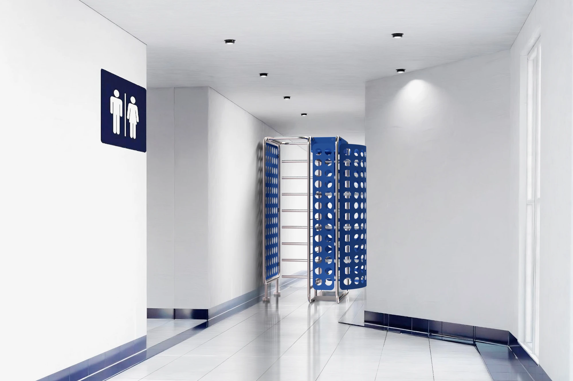 Torniquete de altura completa para acceso controlado, diseño robusto que ofrece máxima seguridad, alta resistencia y gestión eficiente de grandes flujos de personas.