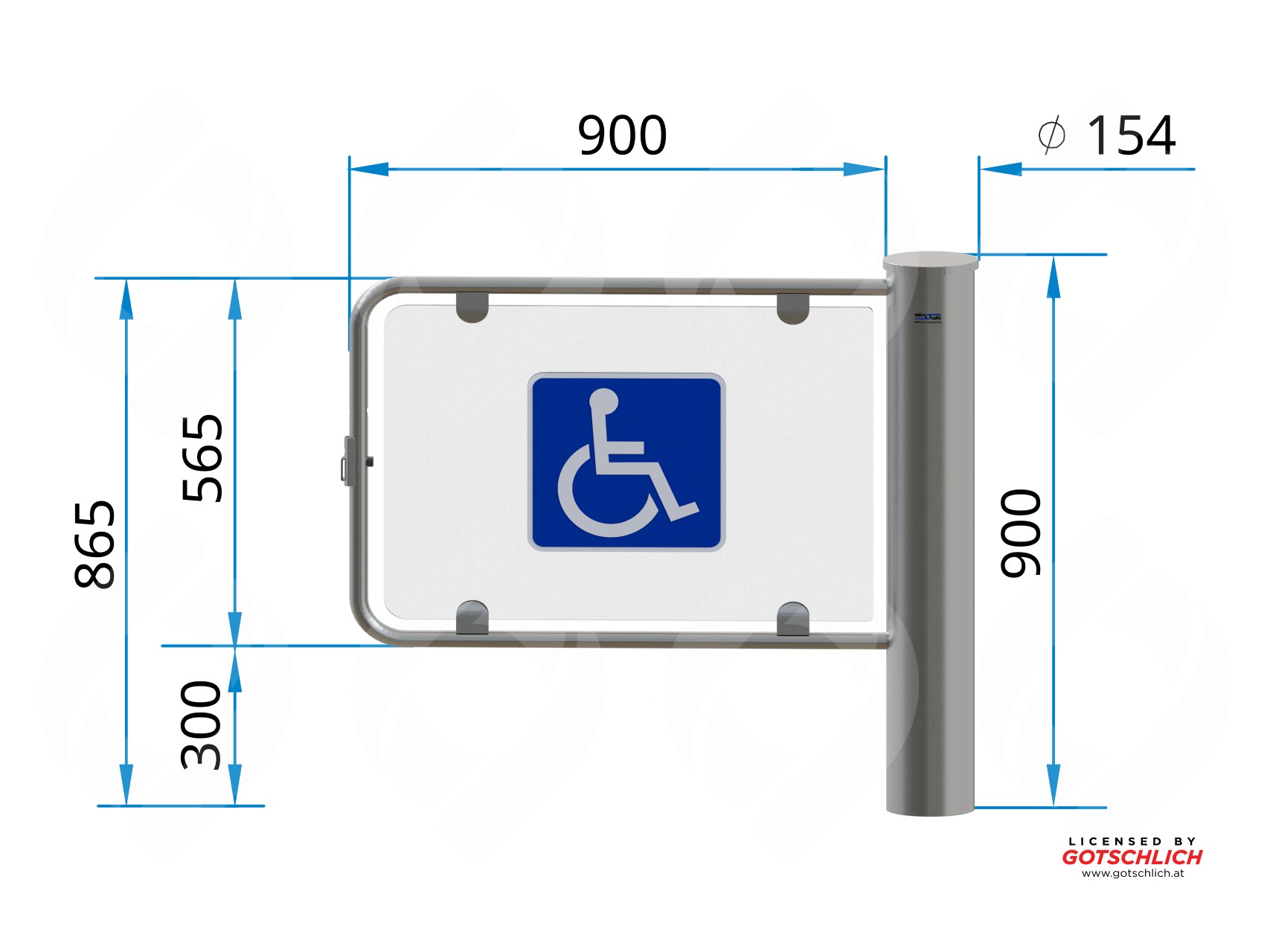 Puerta de control de acceso abatible automatizada para personas con discapacida