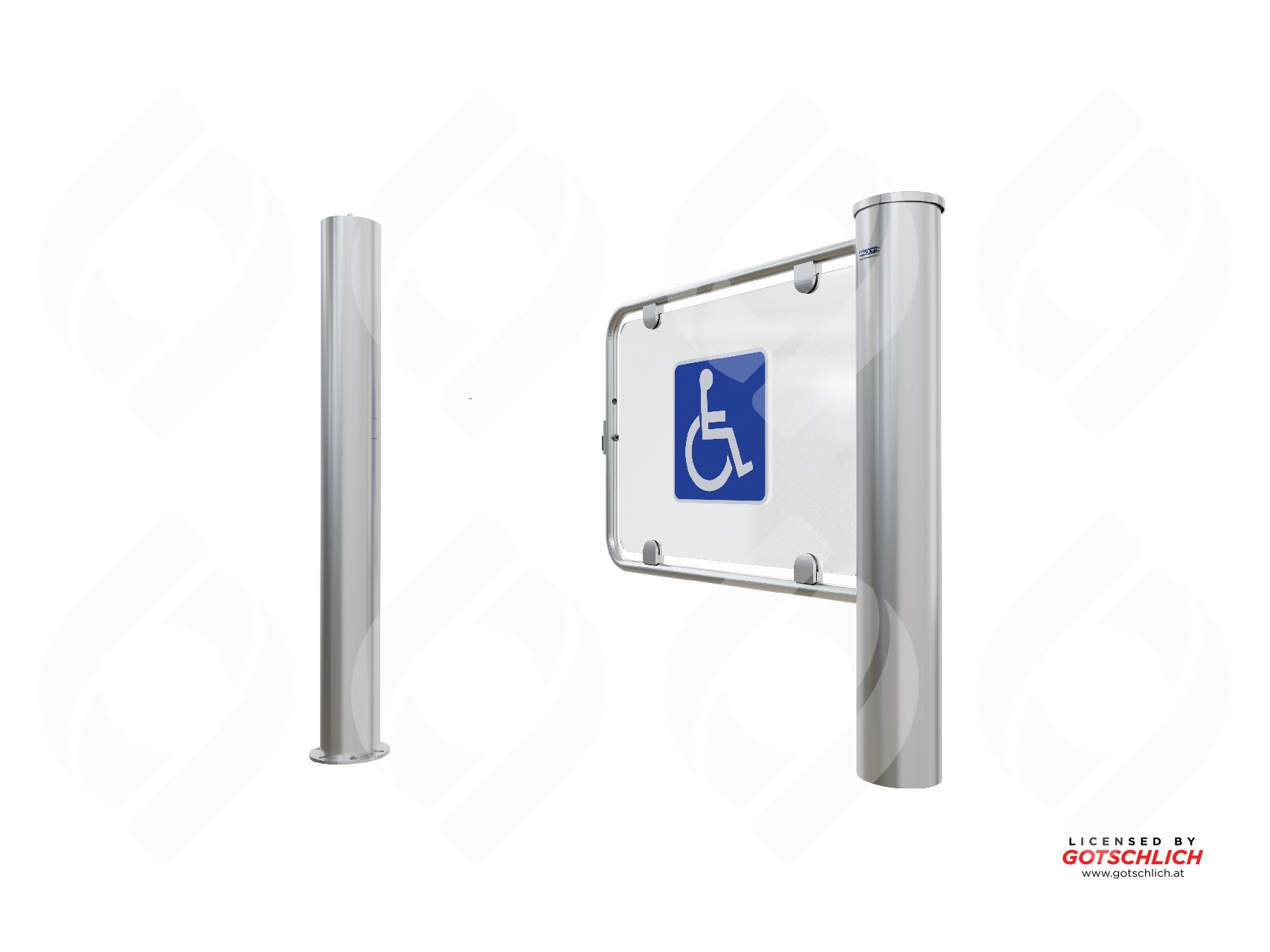 Puerta abatible de acceso controlado para transporte público, optimizada para personas con discapacidad