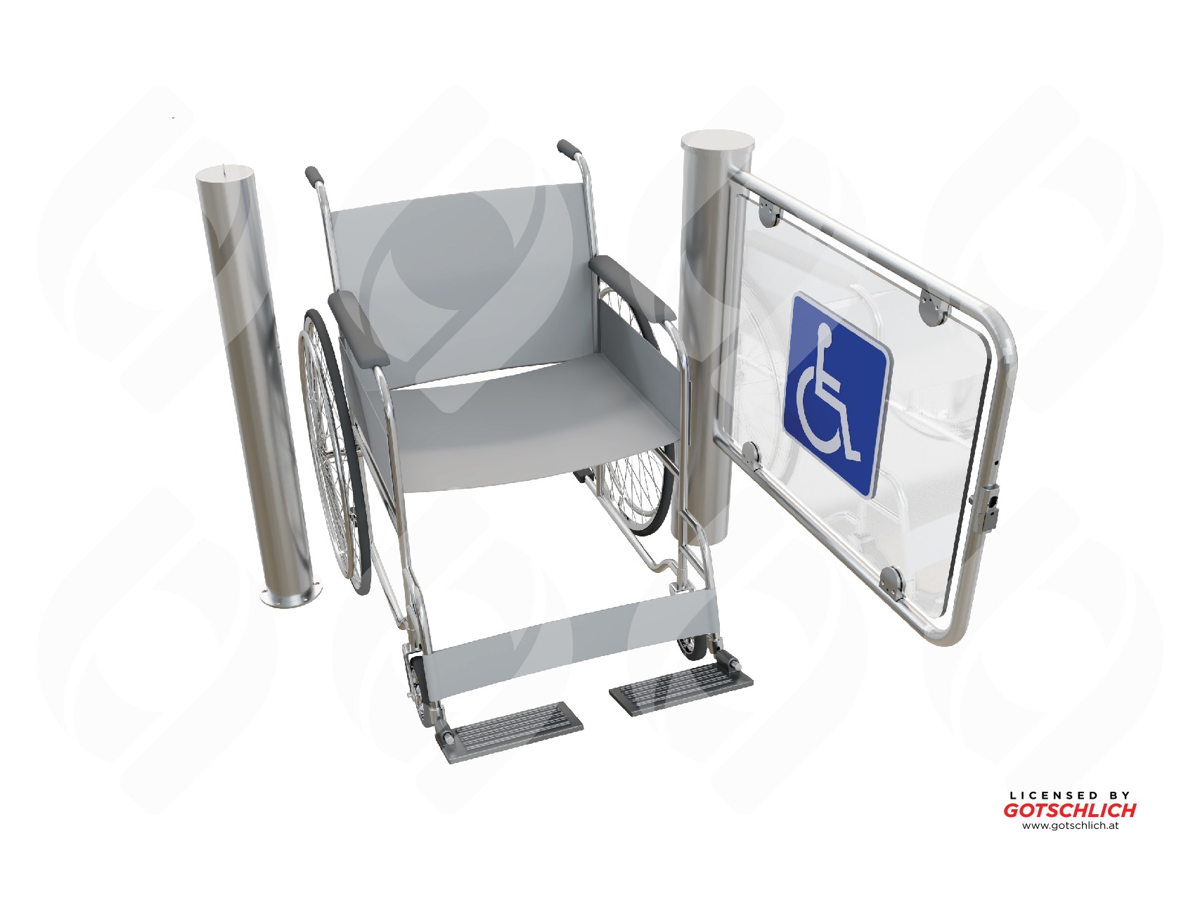 Puerta de cortesía para salida de emergencia y accesibilidad en edificios