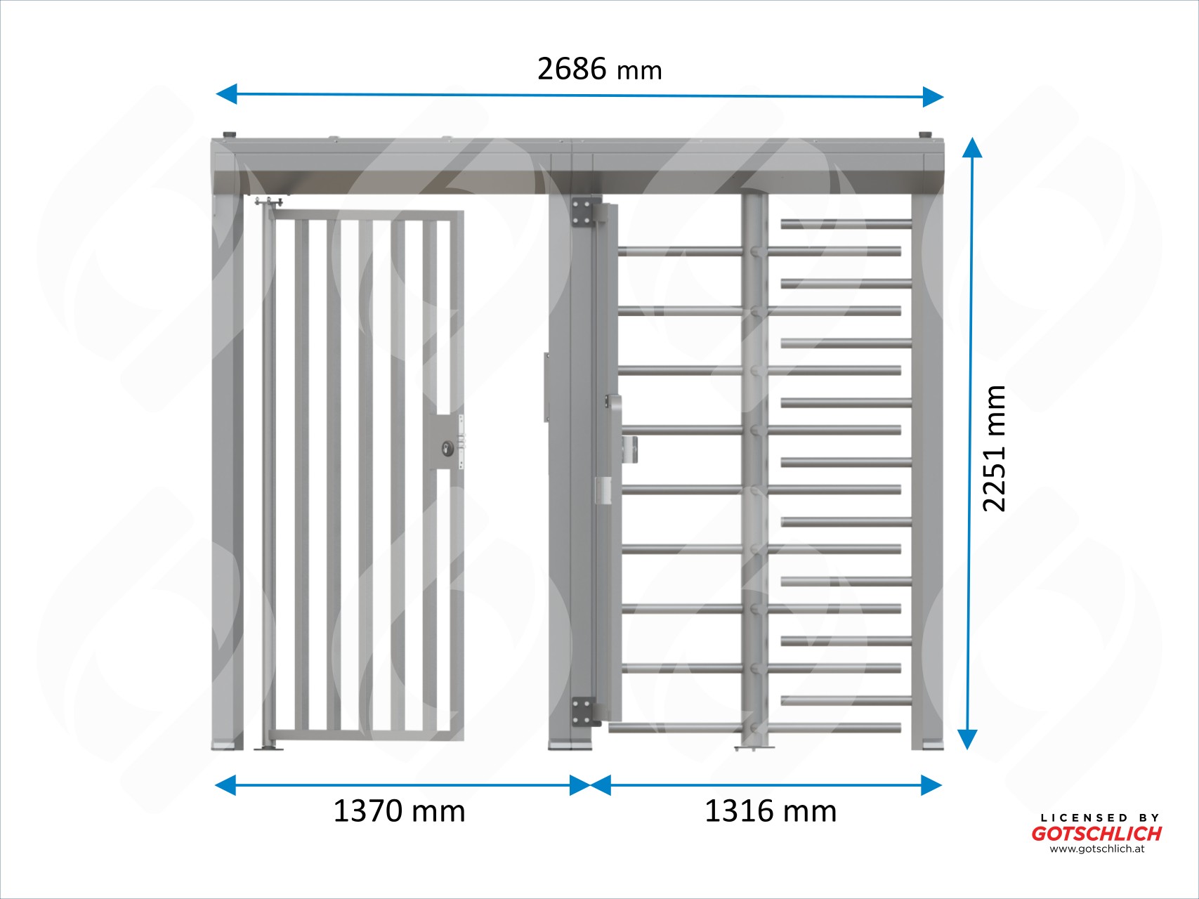 Torniquete para sanitarios altura completa